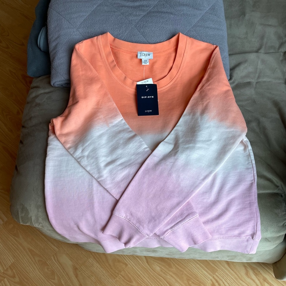 J Crew lightweight Dip Dye hombre pastel sweatshirt.